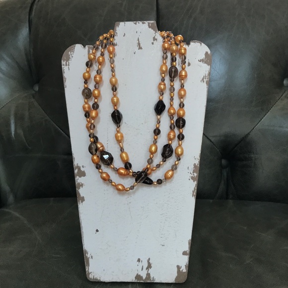 Smoky Topaz and Freshwater Pearl Necklace - Picture 2 of 9